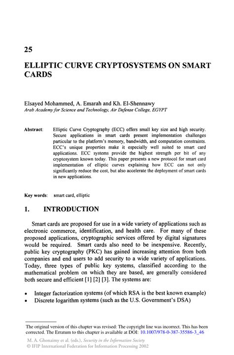 elliptic curve smart cards|Elliptic Curve Cryptosystems on Smart Cards .